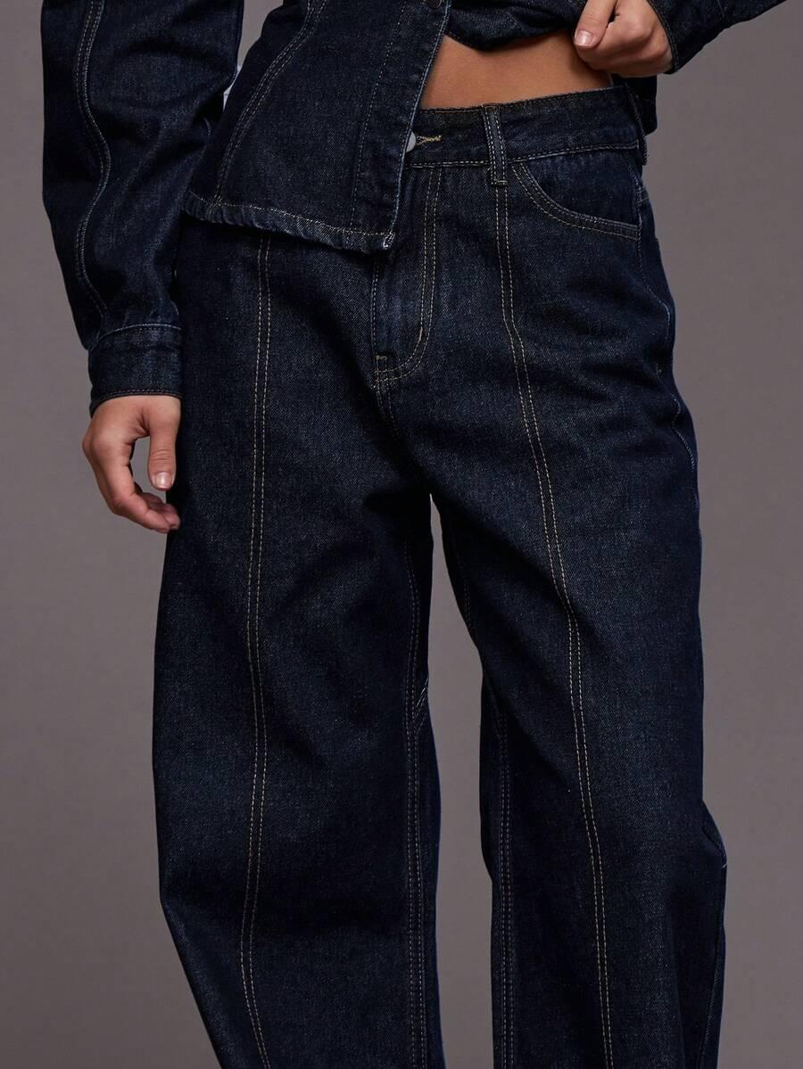 GRANATOWE SPODNIE JEANS