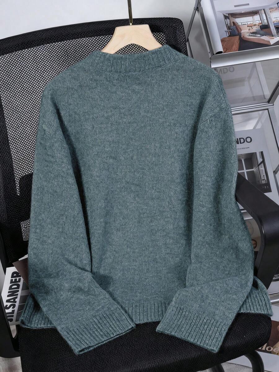 ZIELONY DZIANINOWY SWETER 