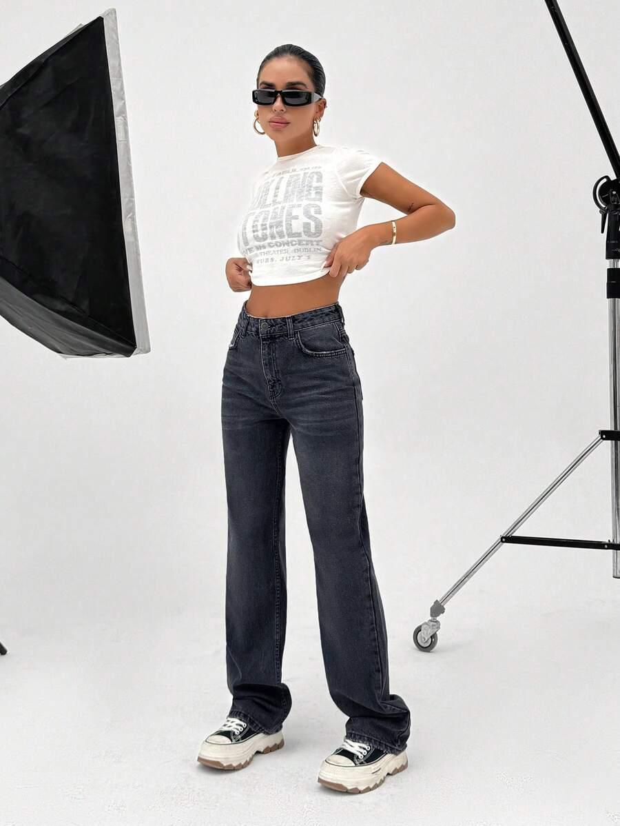 CZARNE SPODNIE JEANS