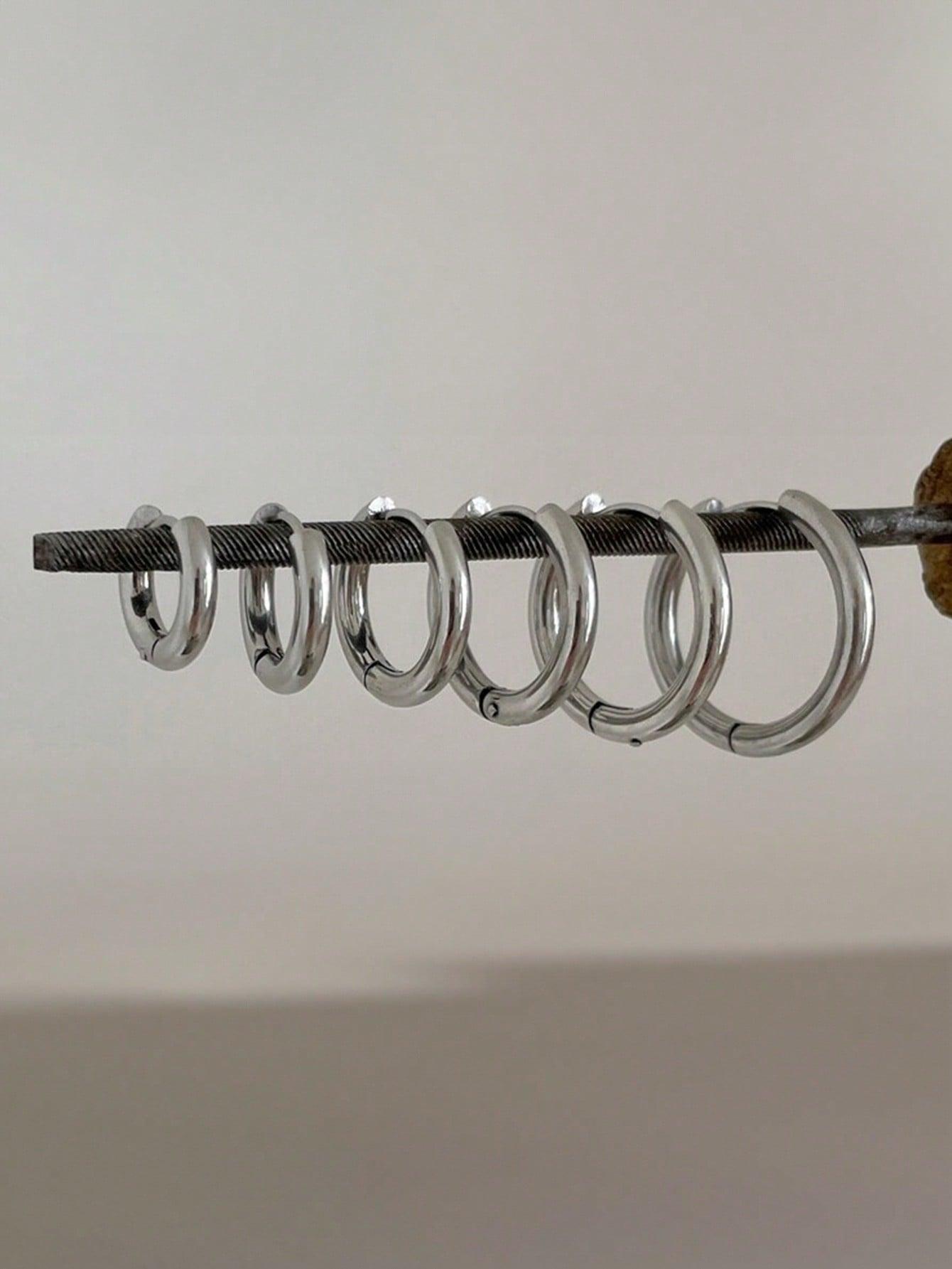 srebrne kolczyki piercing 7-pack