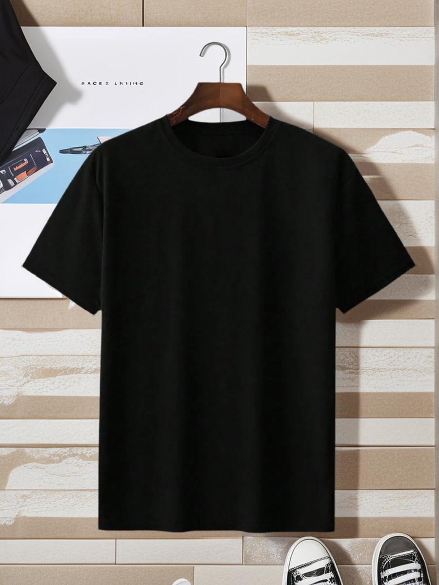 klasyczny czarny gładki t-shirt