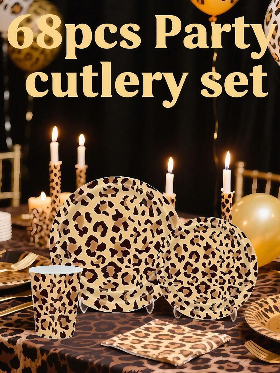 talerz jednorazowy animal print 