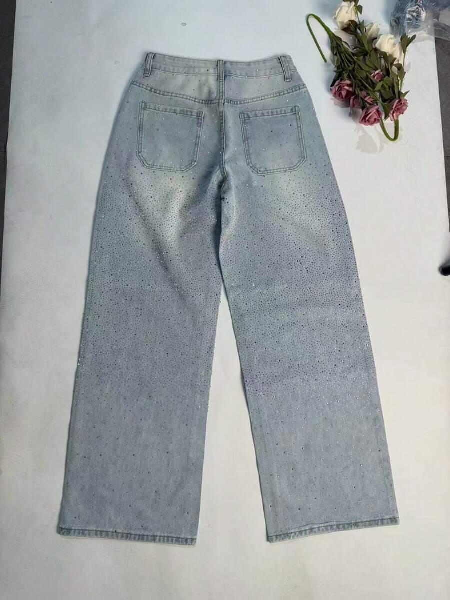 spodnie jeans zdobienie połysk