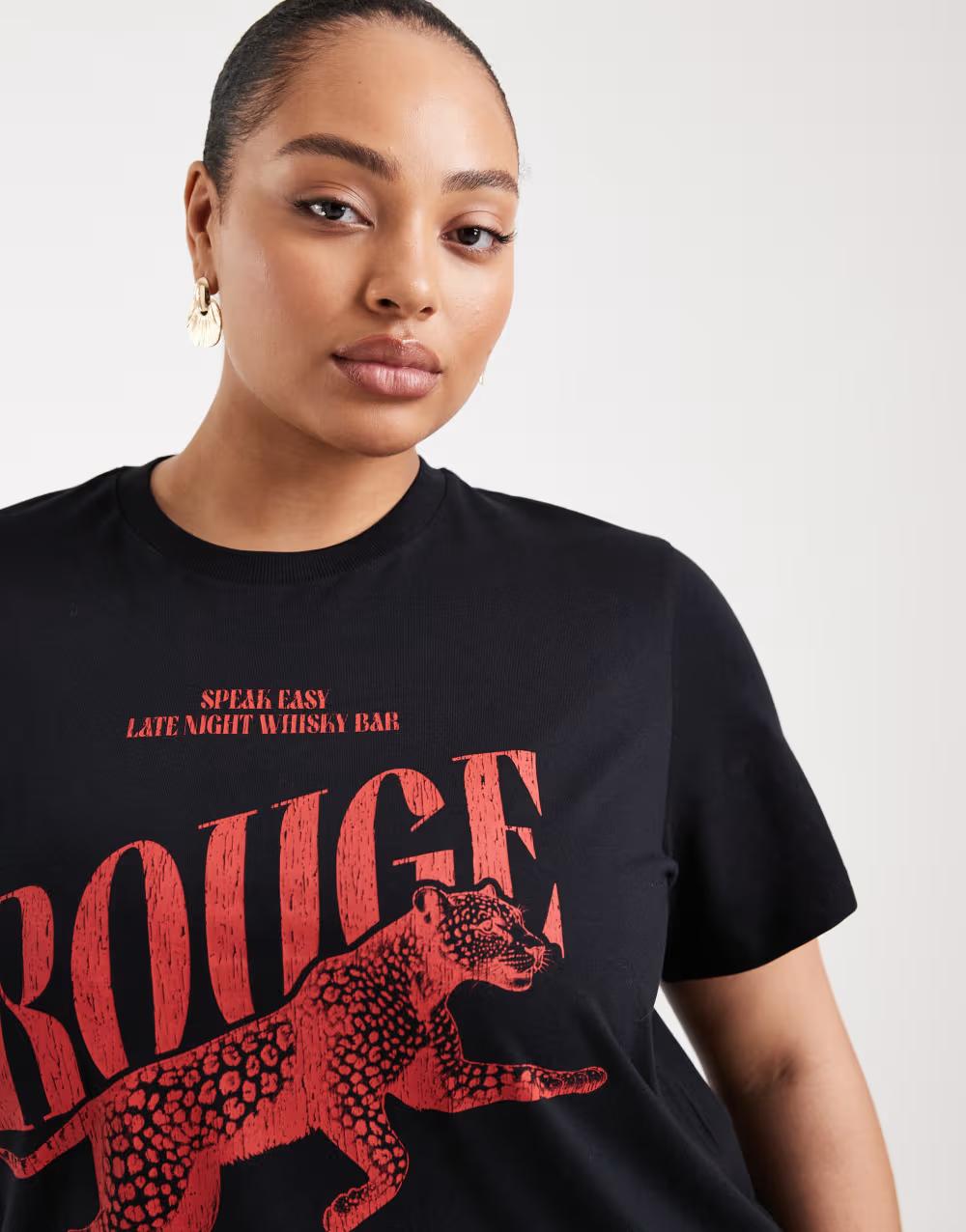 czarny t-shirt krótki rękaw print