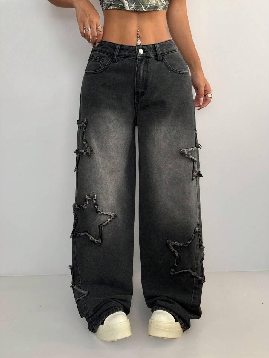 CZARNE SPODNIE JEANS