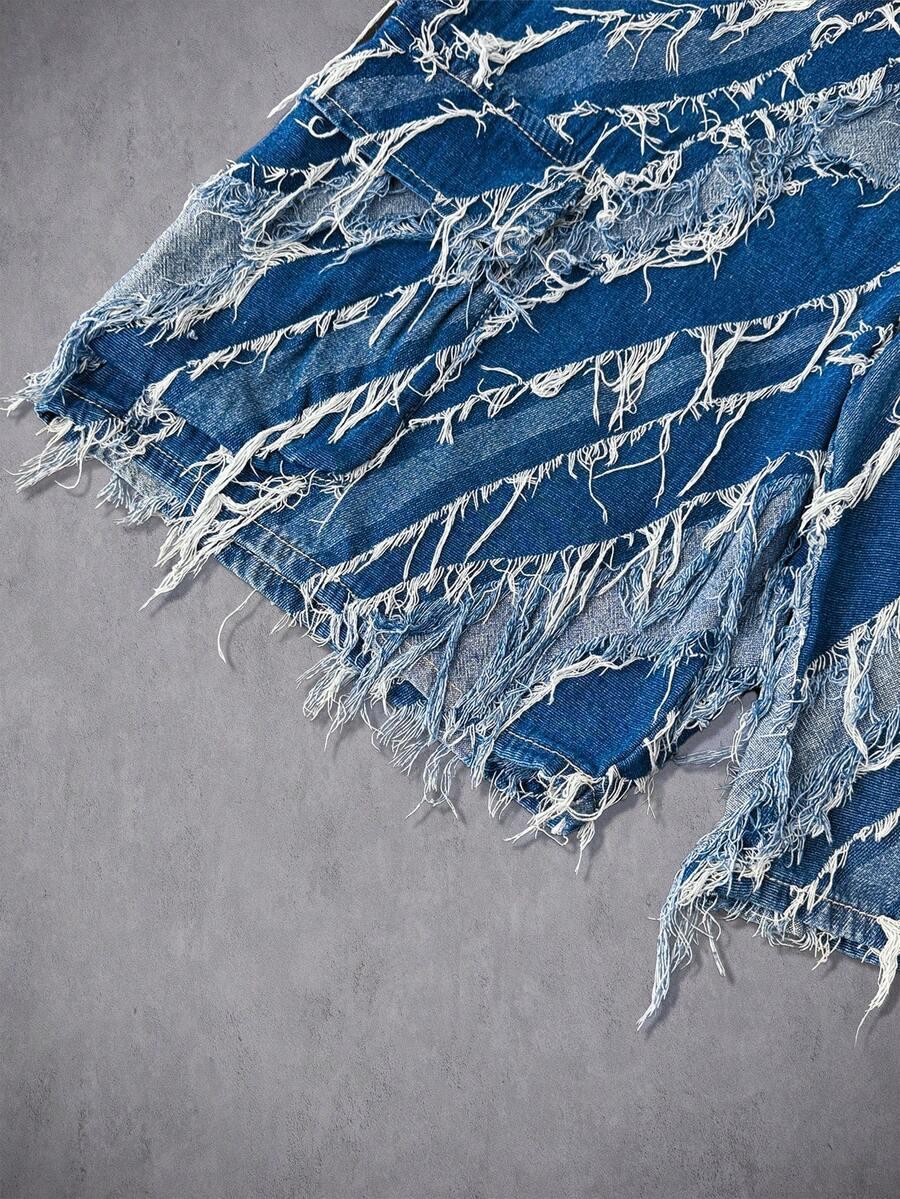 krótkie spodenki jeans frędzle