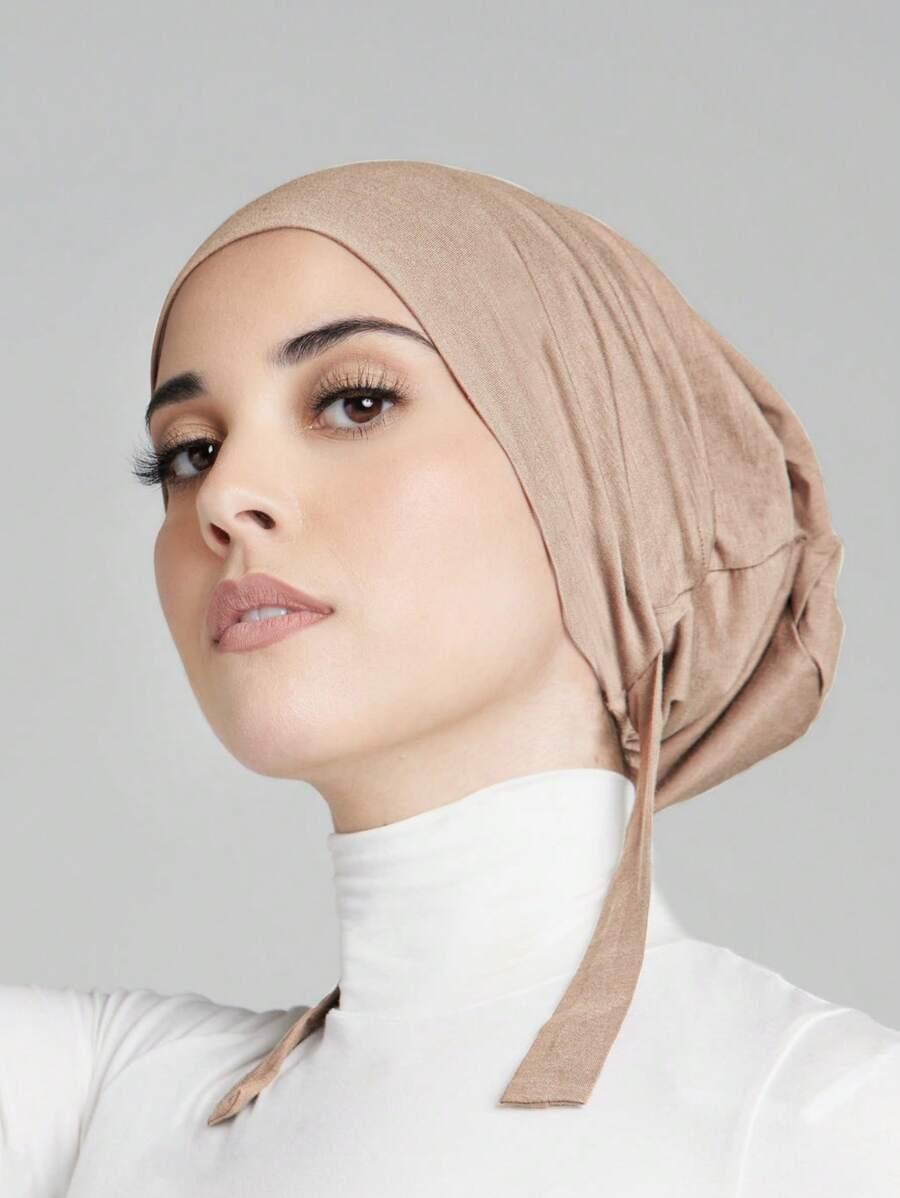 beżowy turban na głowę