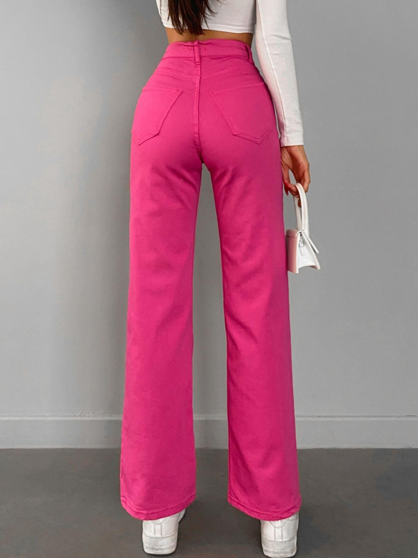 RÓŻOWE SPODNIE JEANS