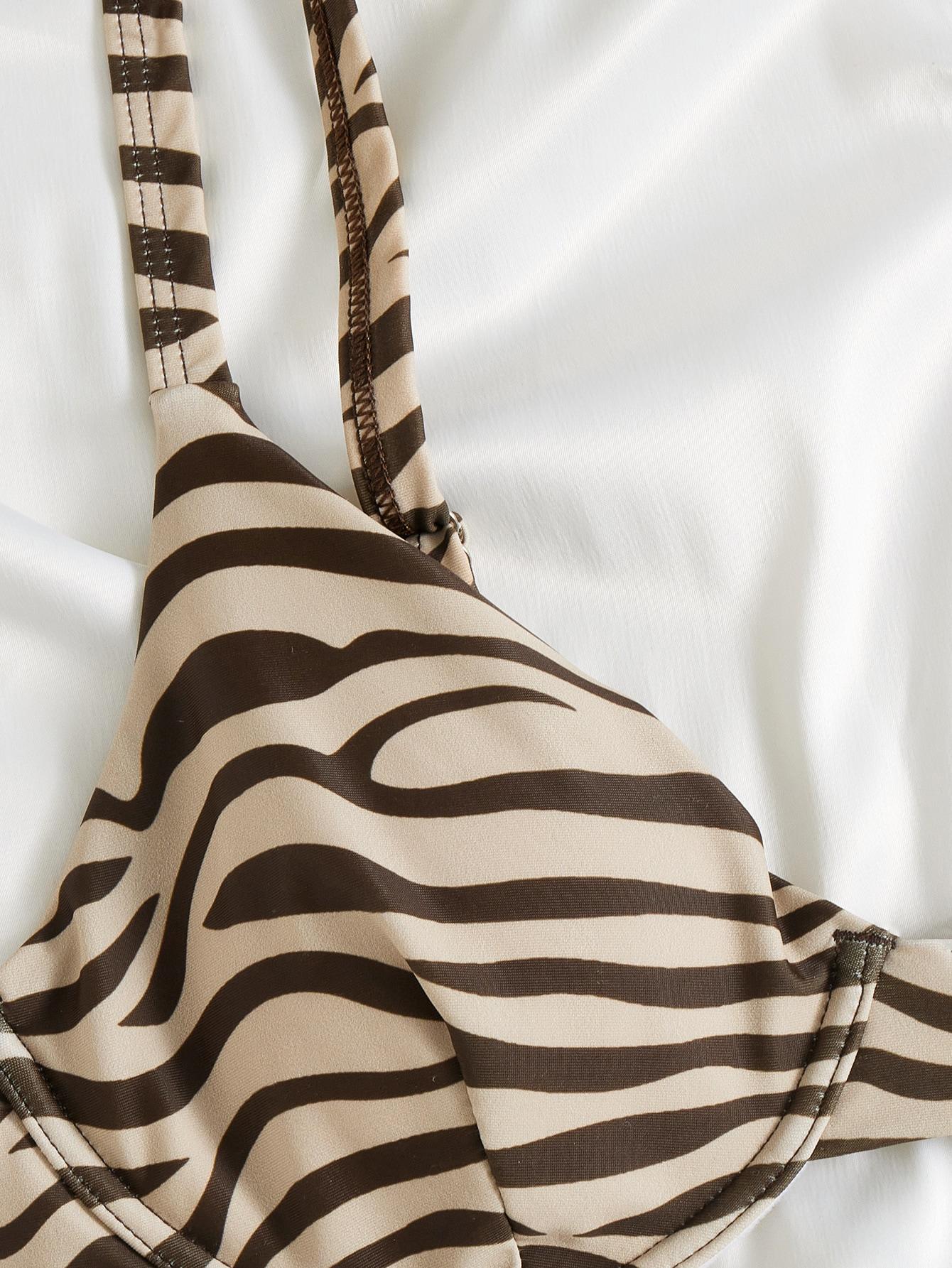 dwuczęściowy kostium bikini komplet zebra print
