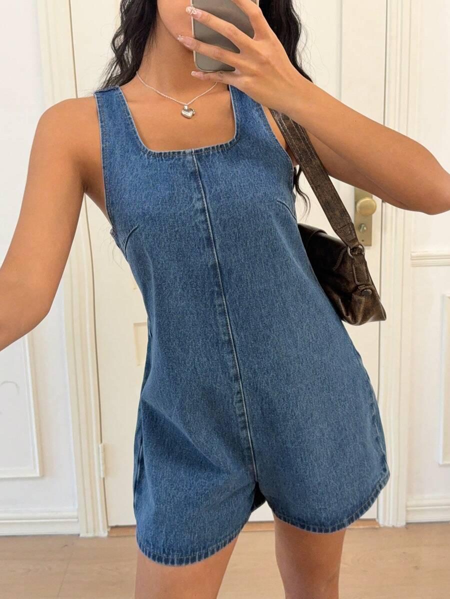 krótki kombinezon jeans