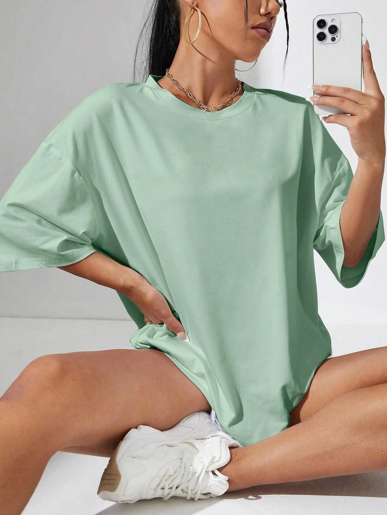 ZIELONY T-SHIRT OVERSIZE