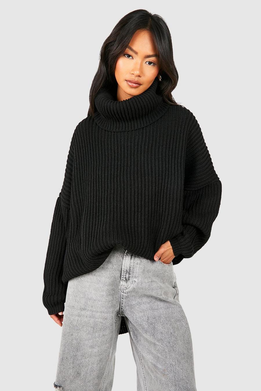 czarny sweter golf oversize