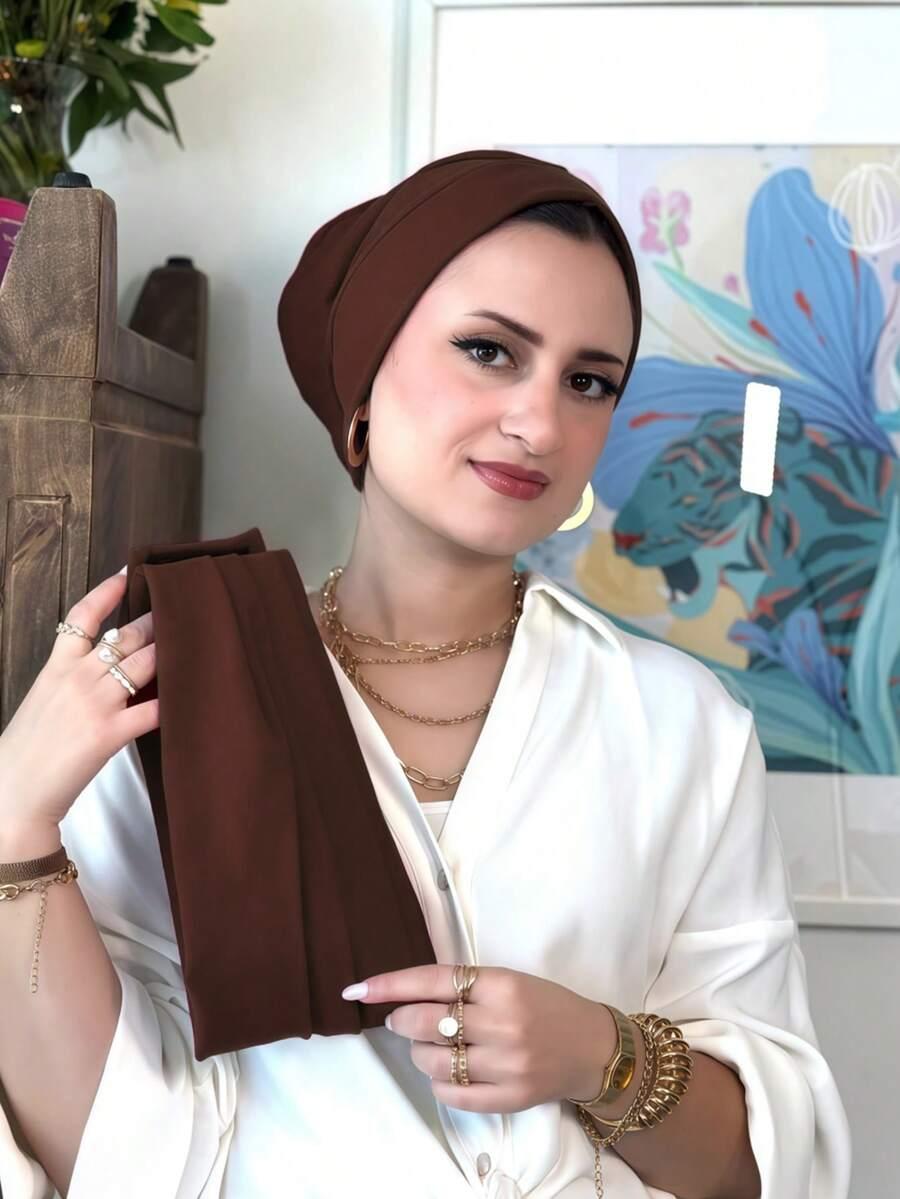 brązowy turban na głowę