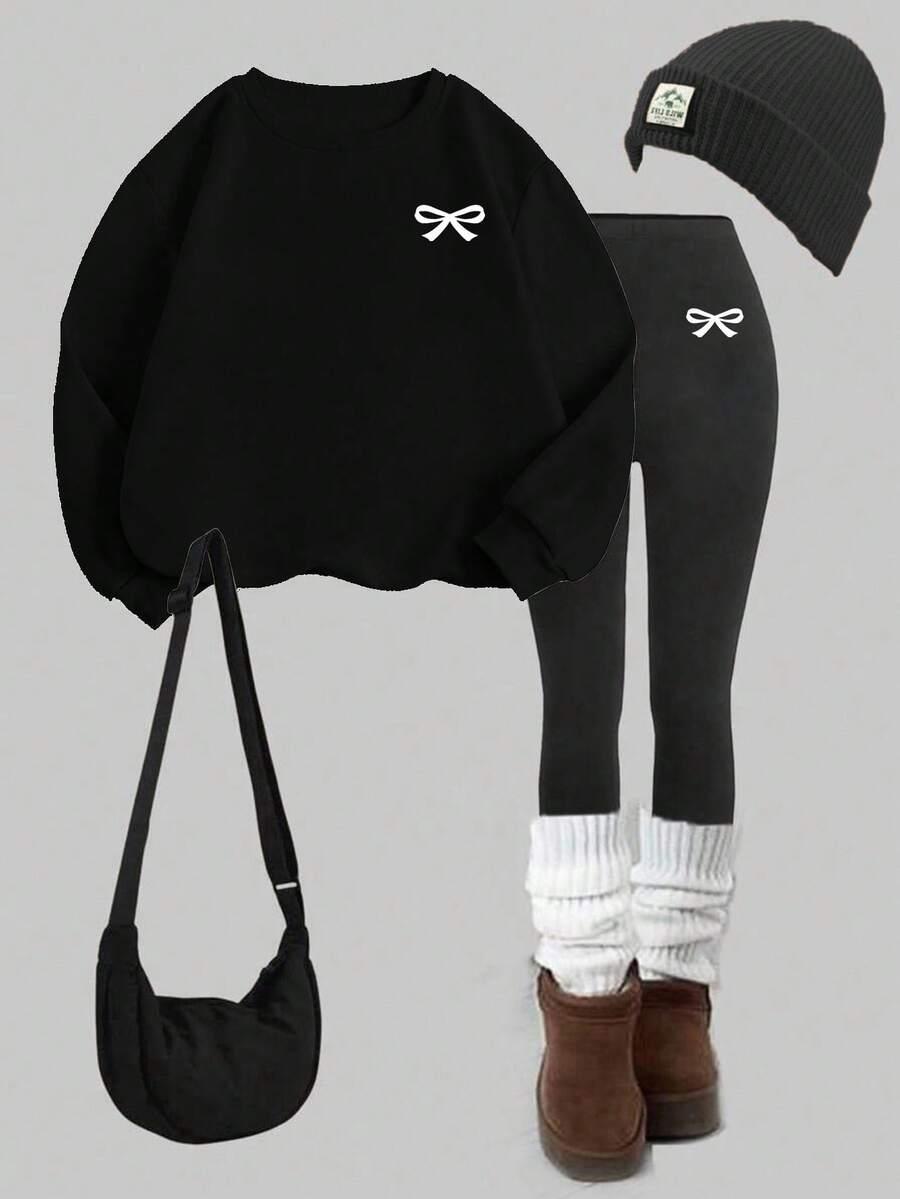 czarny komplet bluza legginsy