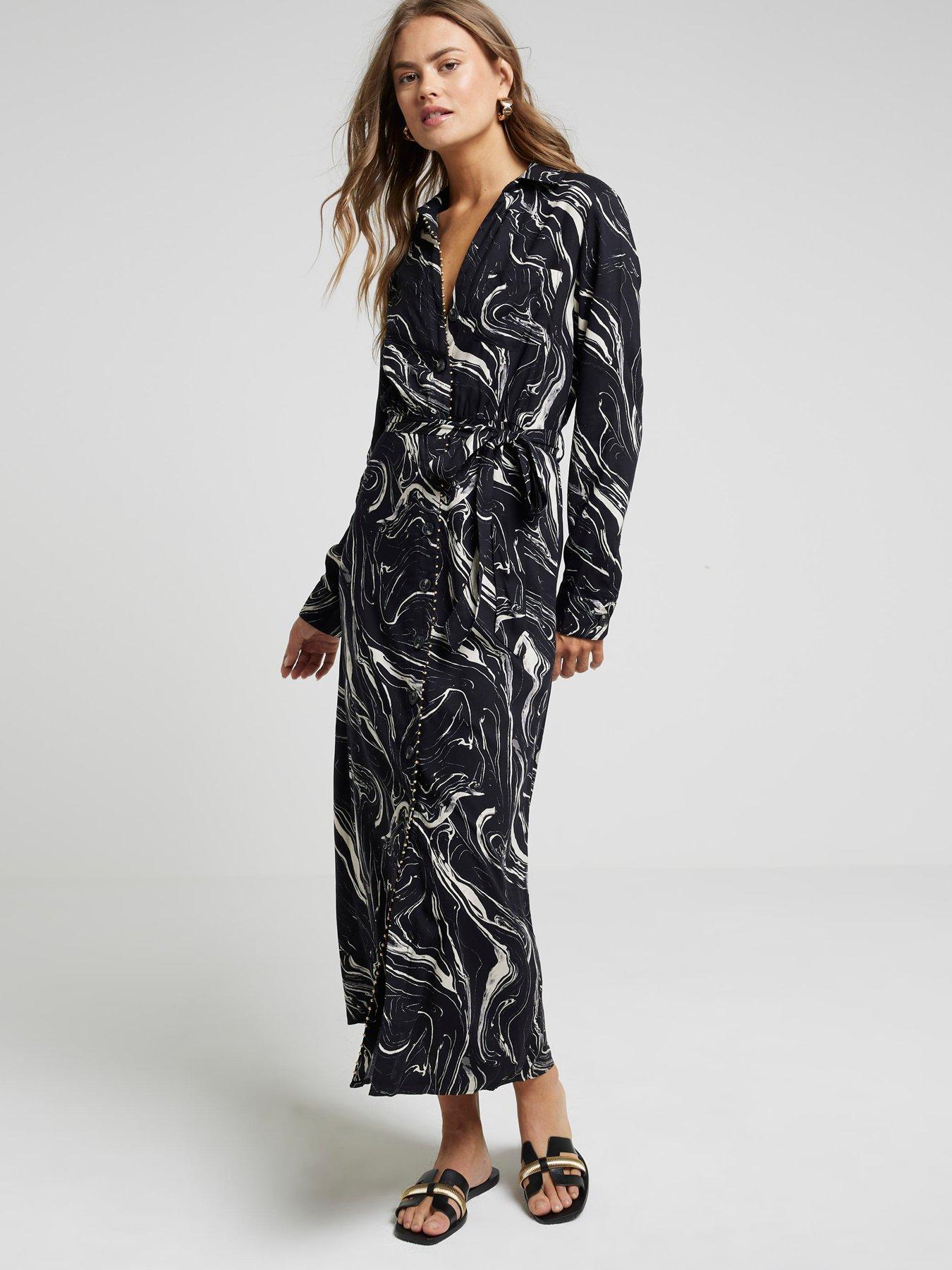 RIVER ISLAND SUKIENKA MIDI MARMURKOWY WZÓR 