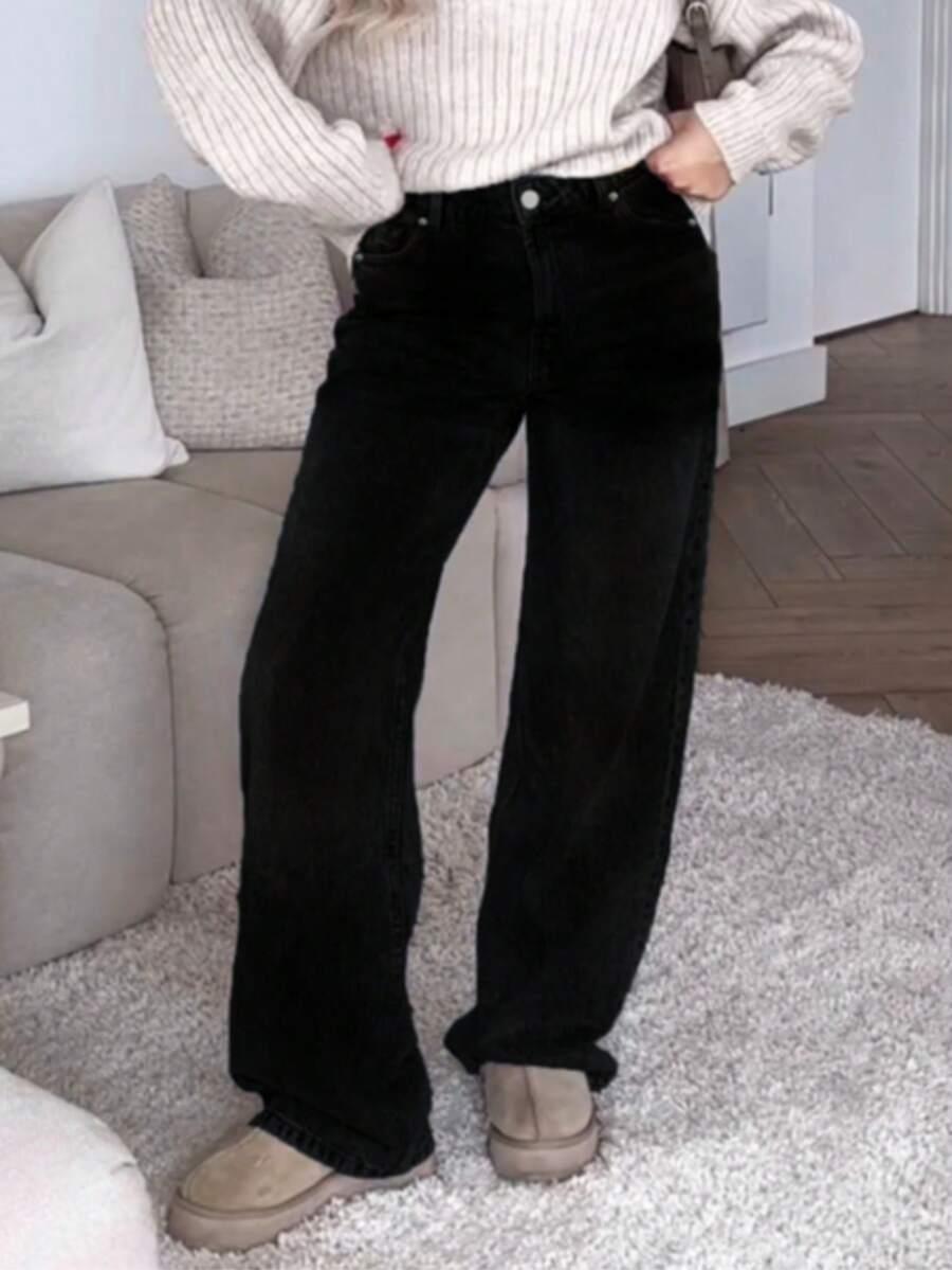CZARNE SPODNIE JEANS