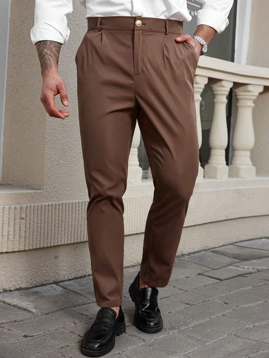 brązowe eleganckie spodnie 