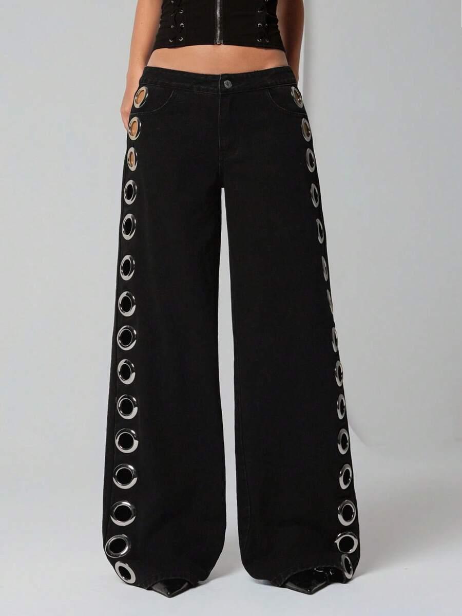 CZARNE SPODNIE JEANS