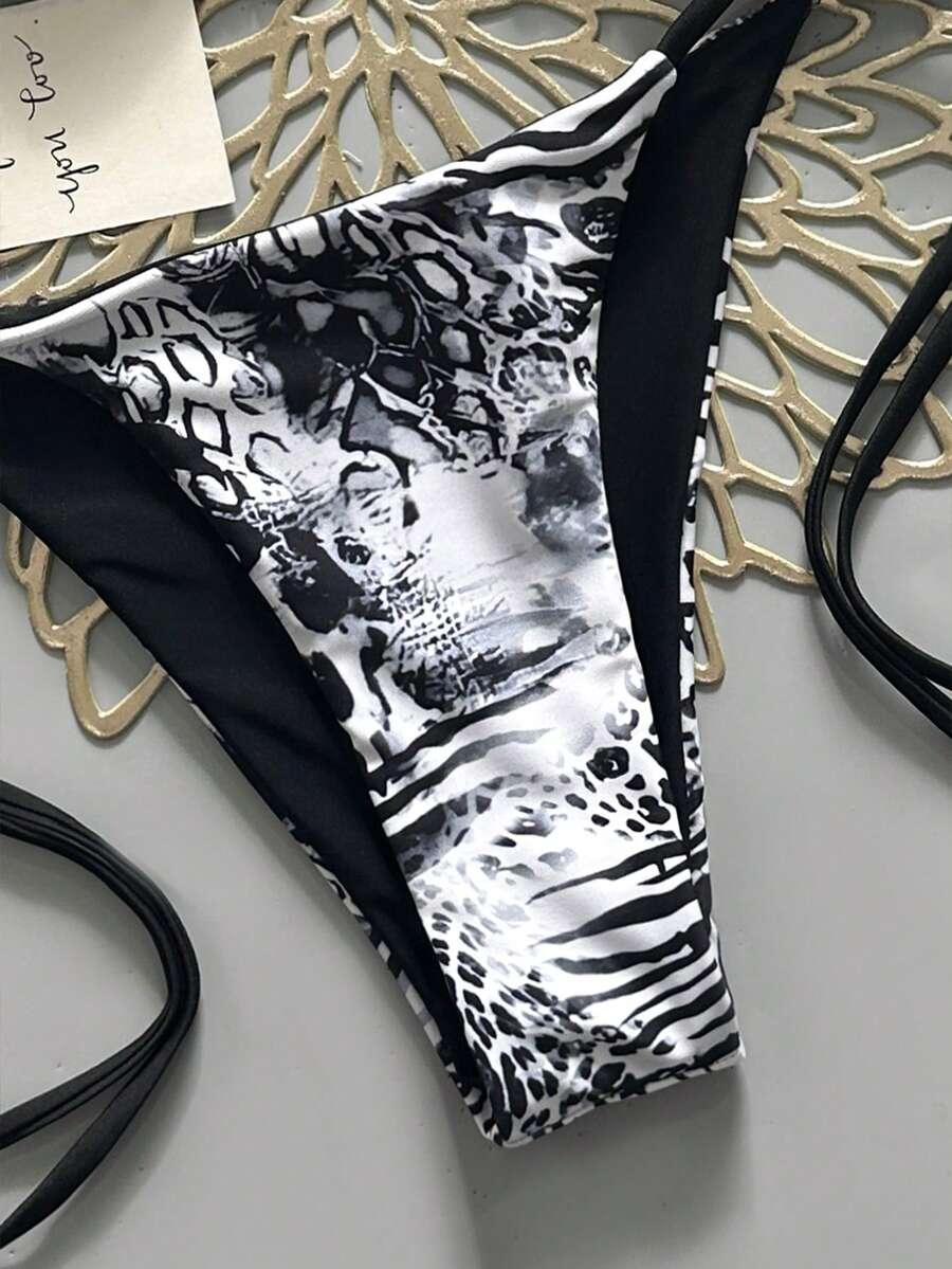 DWUCZĘŚCIOWY STRÓJ KĄPIELOWY ANIMAL PRINT kontrast