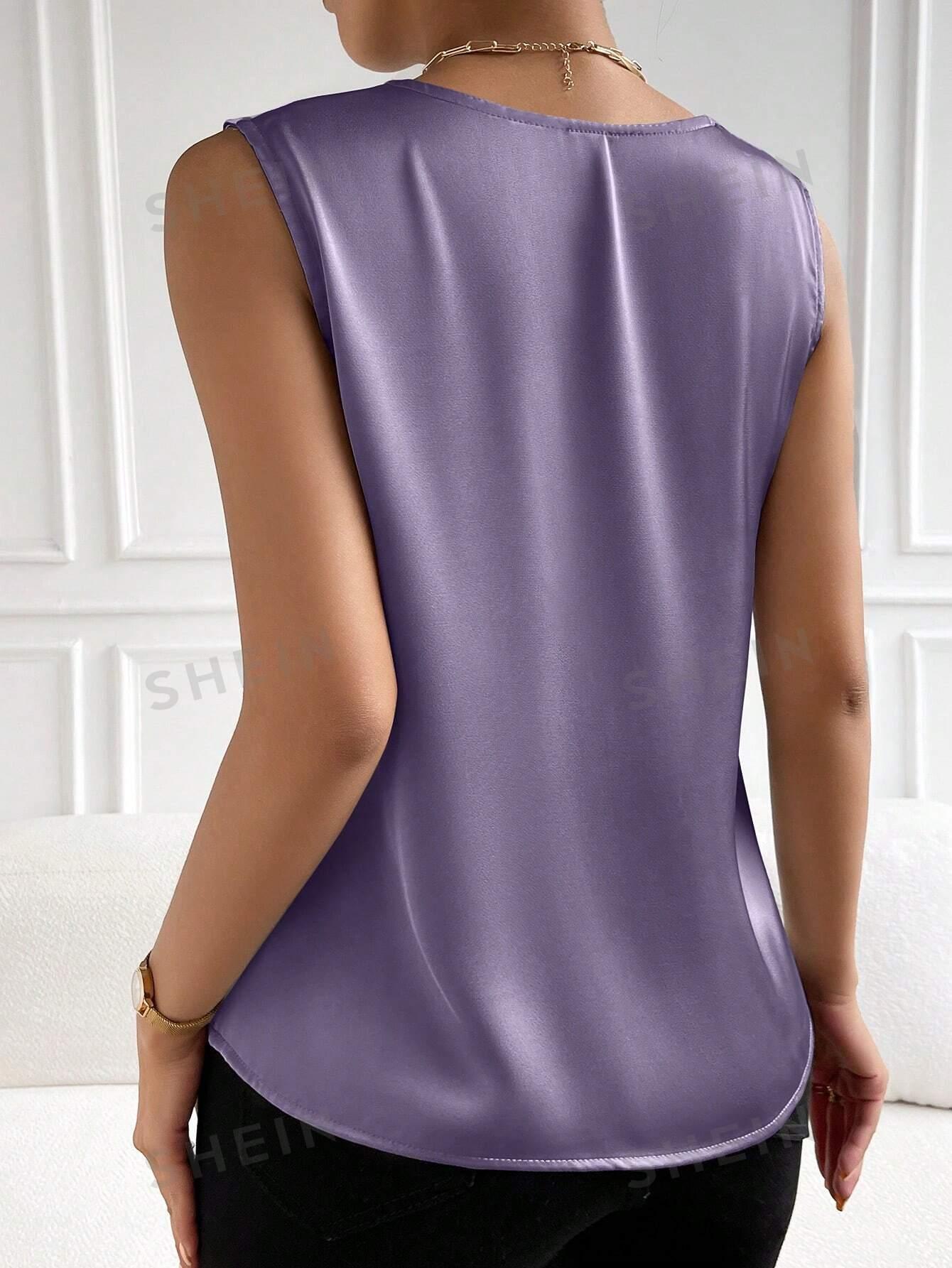 fioletowy satynowy top