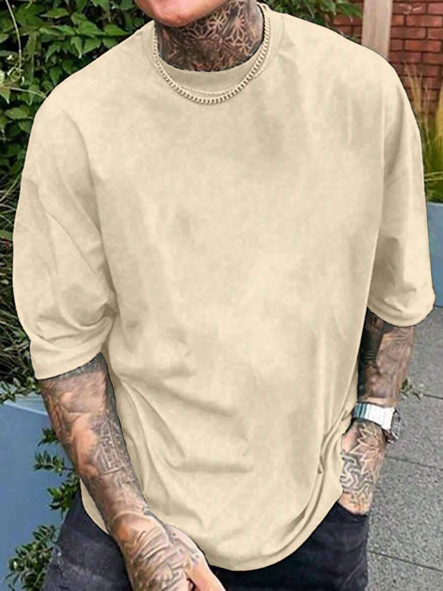 klasyczny gładki beżowy t-shirt basic