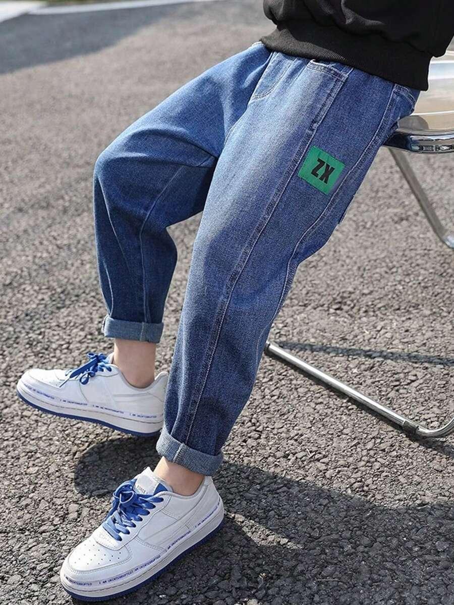 spodnie jeans nadruk