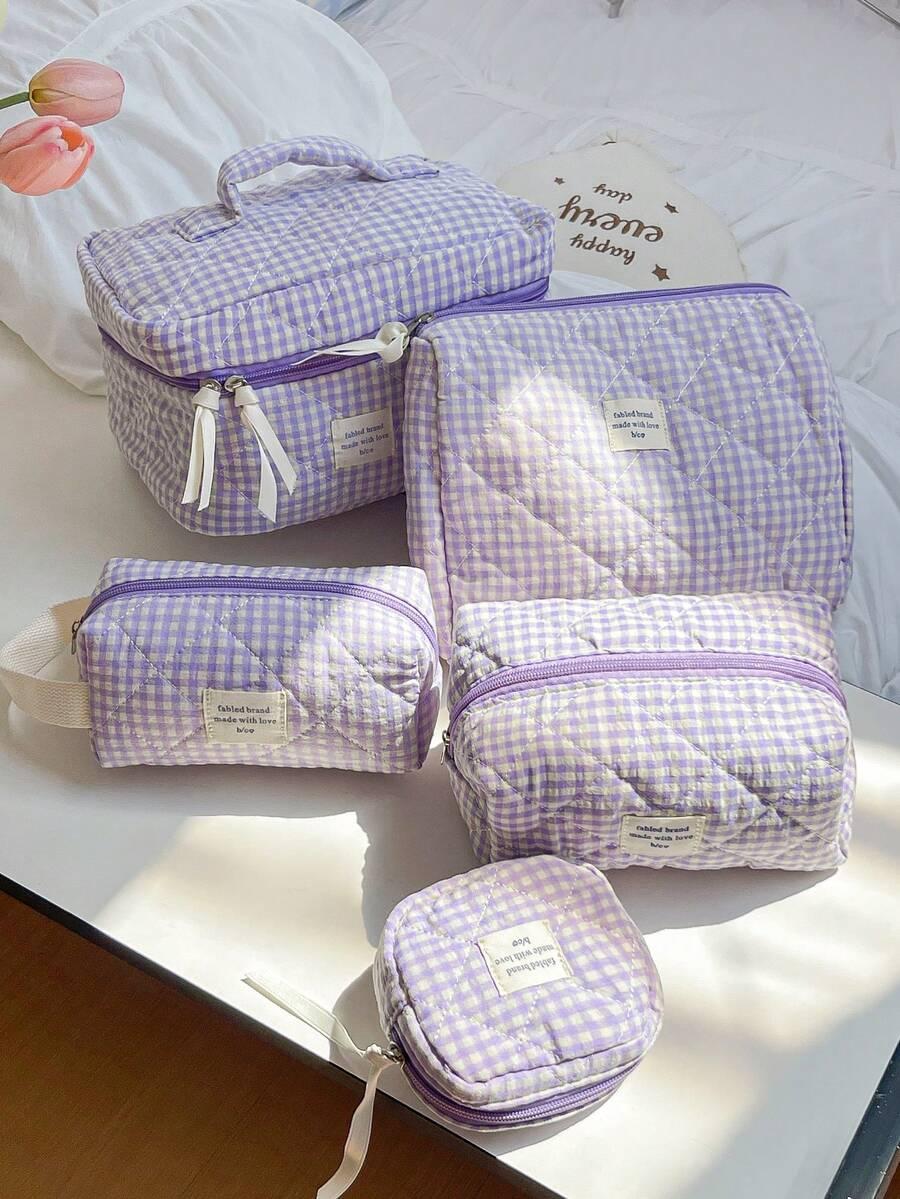 fioletowe kosmetyczki 5-pack