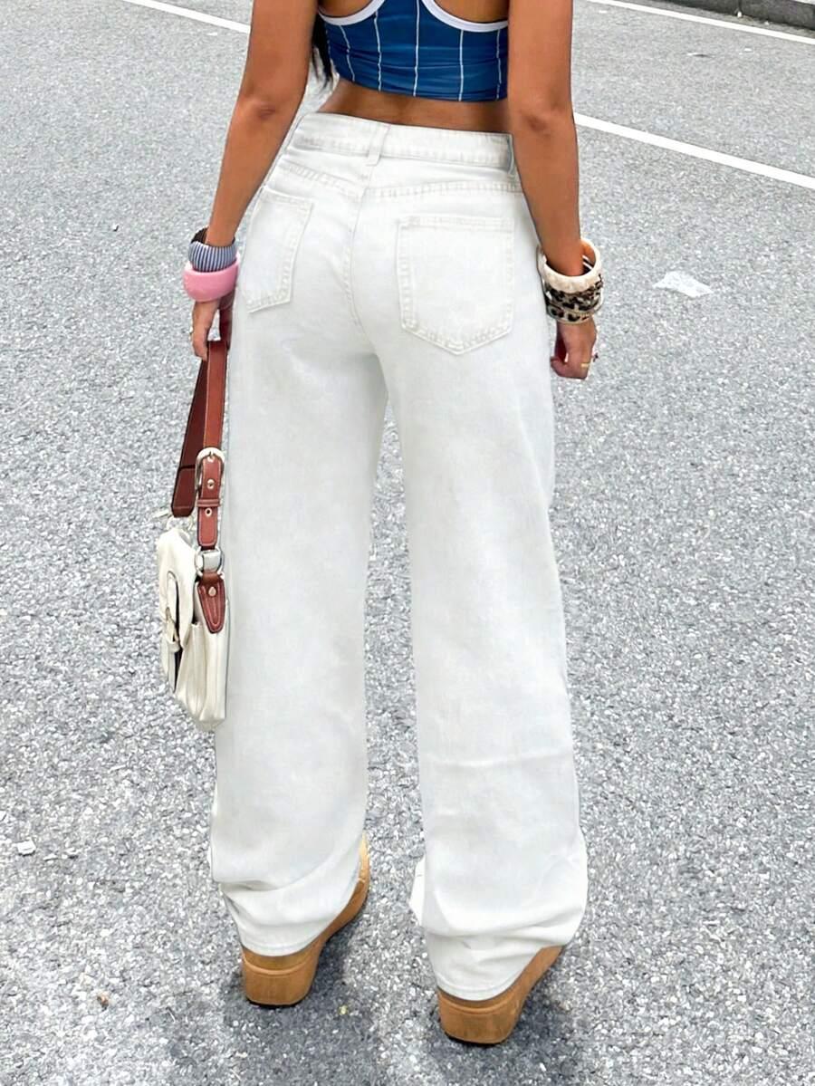 BIAŁE SPODNIE JEANS