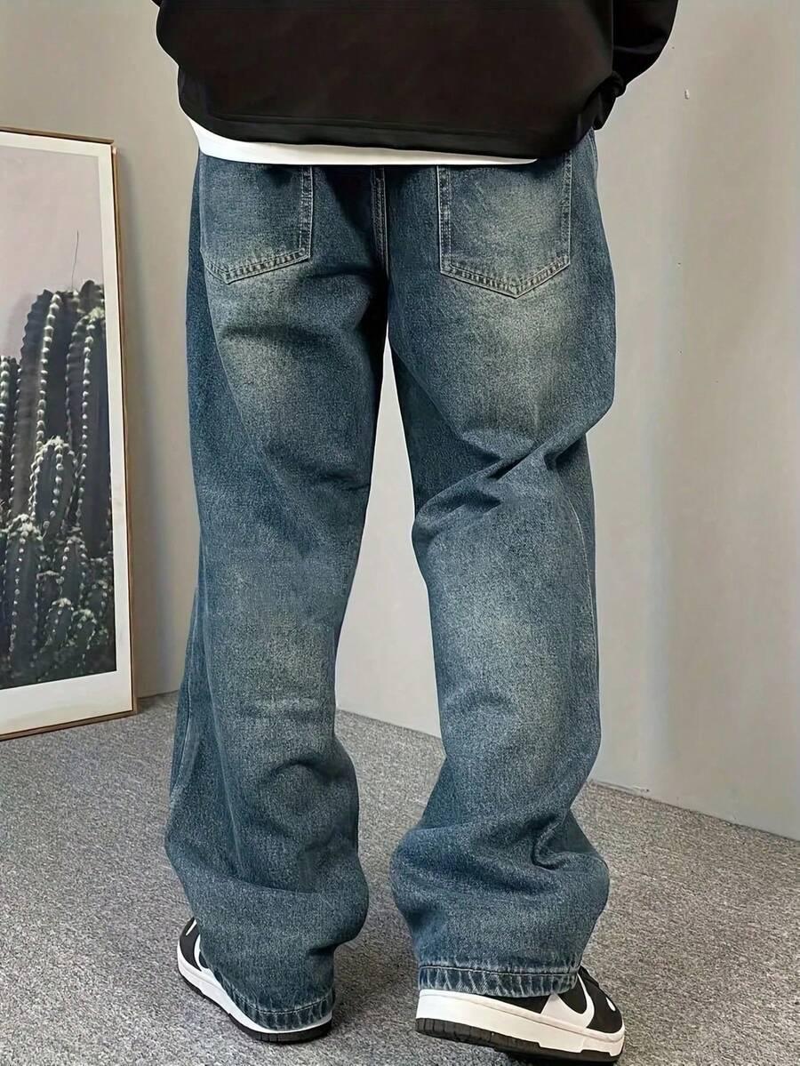 NIEBIESKIE SPODNIE JEANS zamek kieszenie