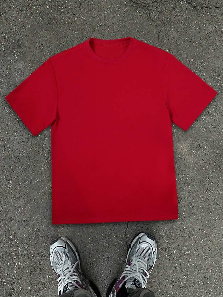 czerwony t-shirt casual 