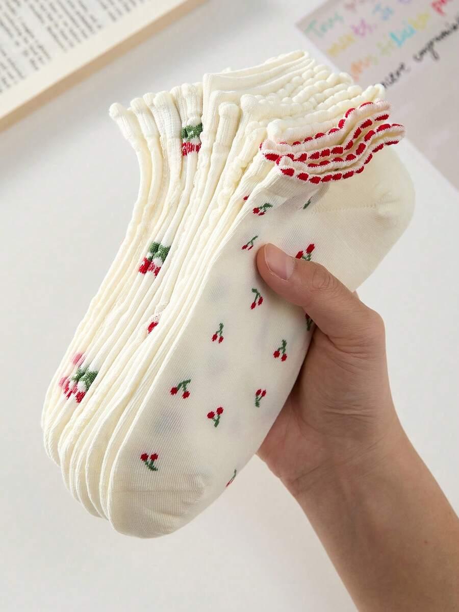 skarpetki wzór wiśnie 5-pack