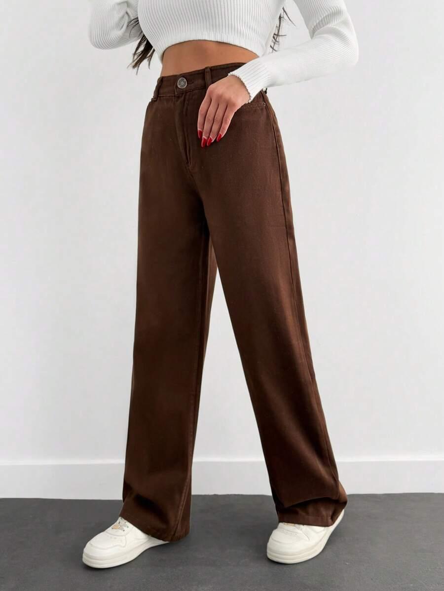 BRĄZOWE SPODNIE JEANS