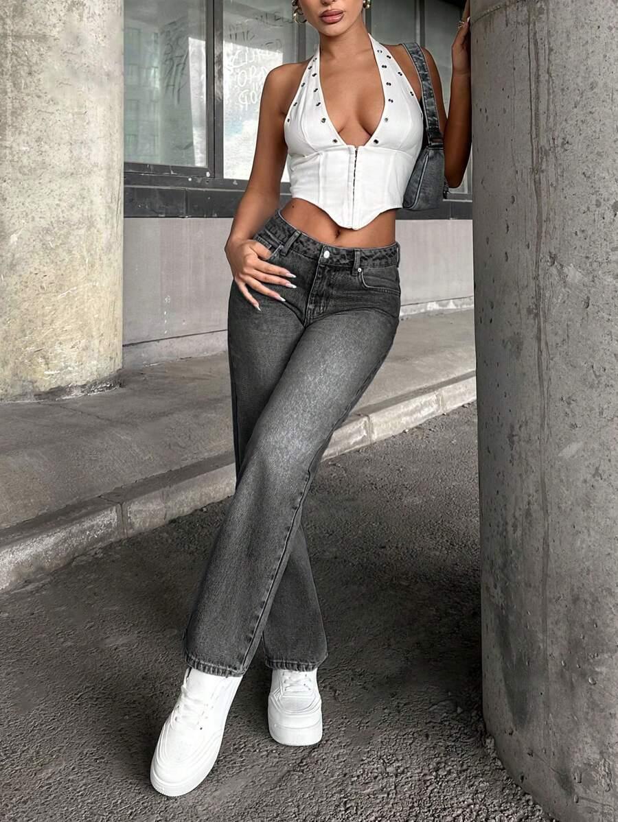 SZARE SPODNIE JEANS 