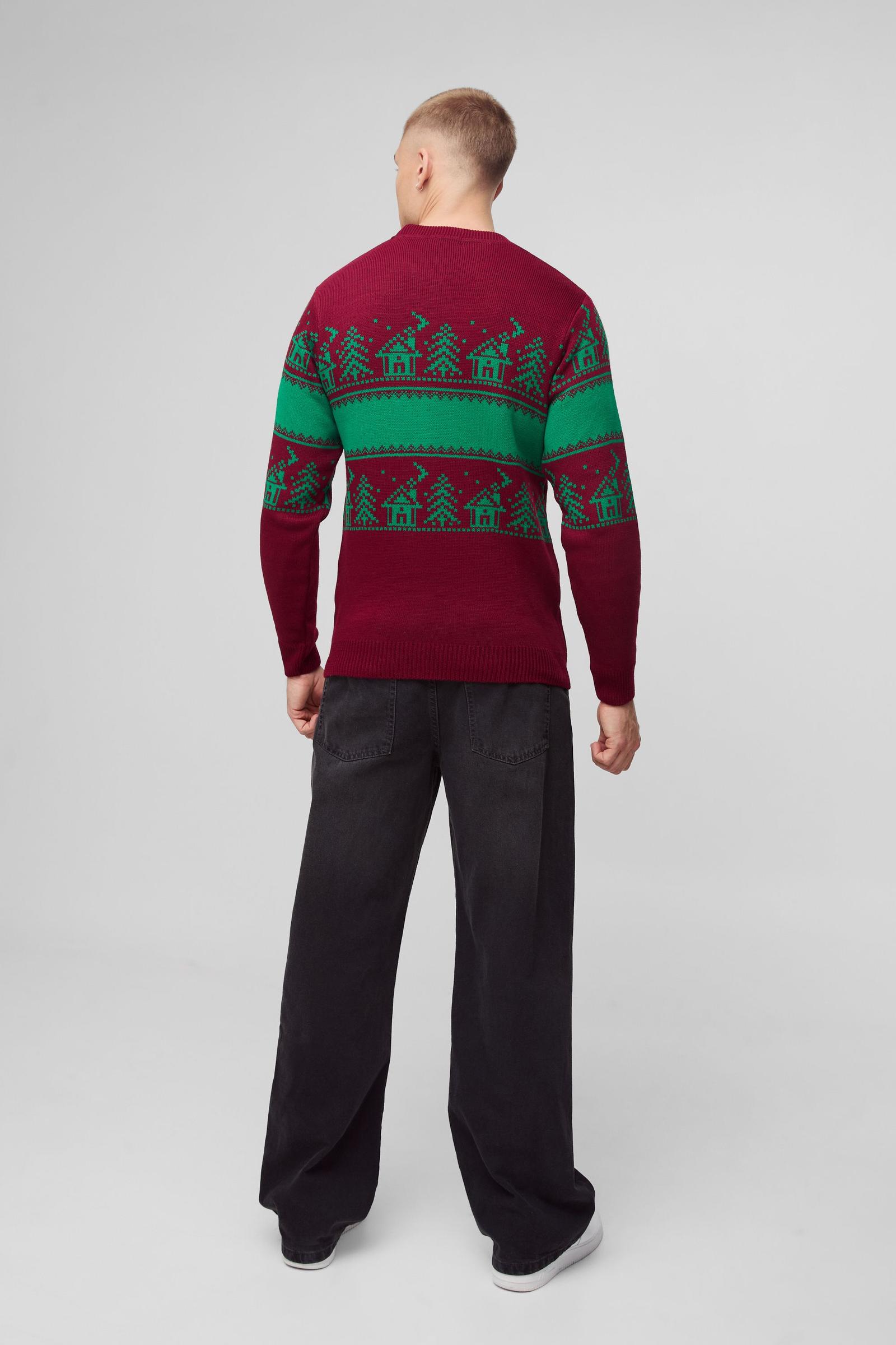 sweter okrągły dekolt wzór