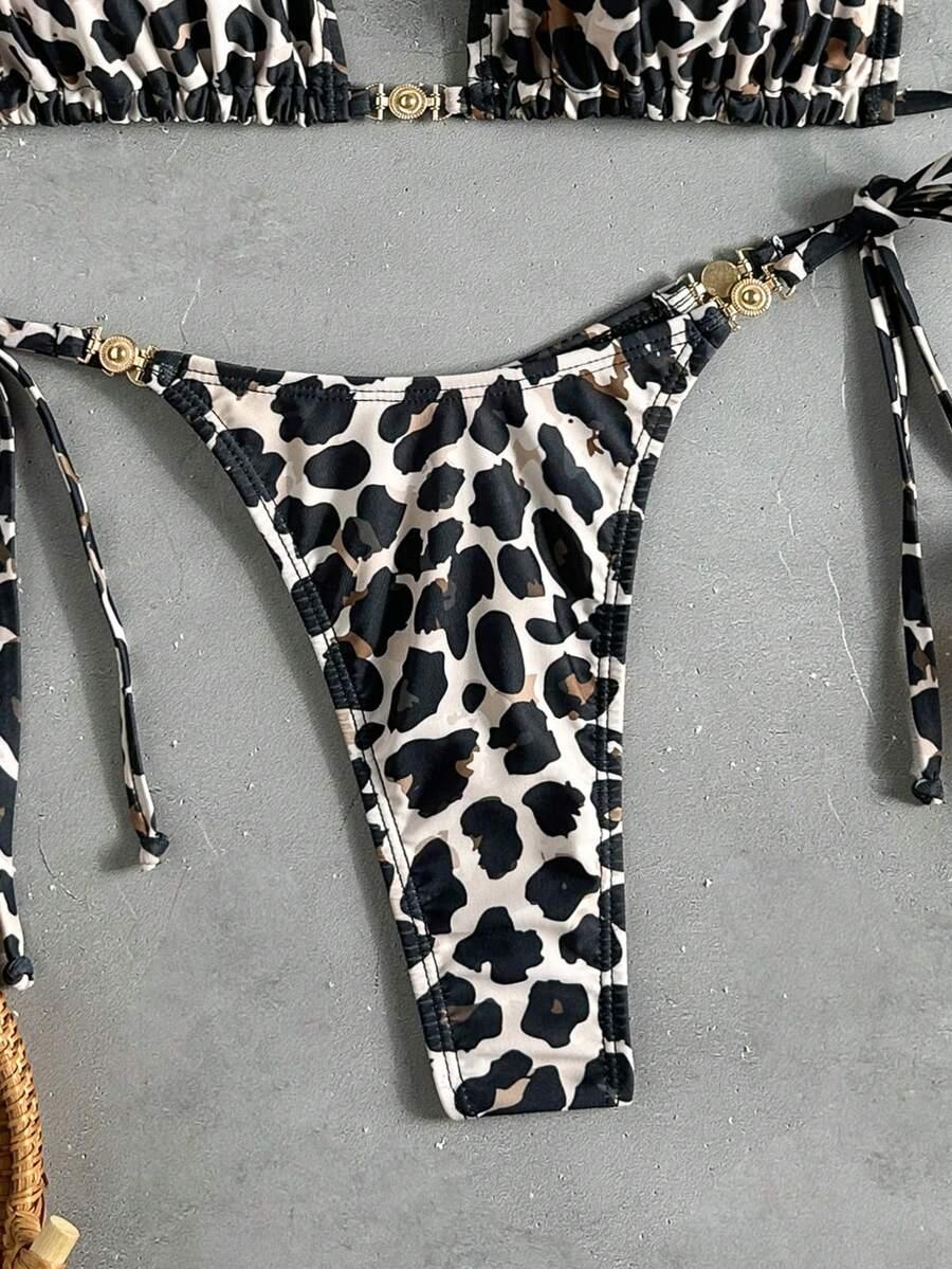 dwuczęściowy strój kąpielowy animal print