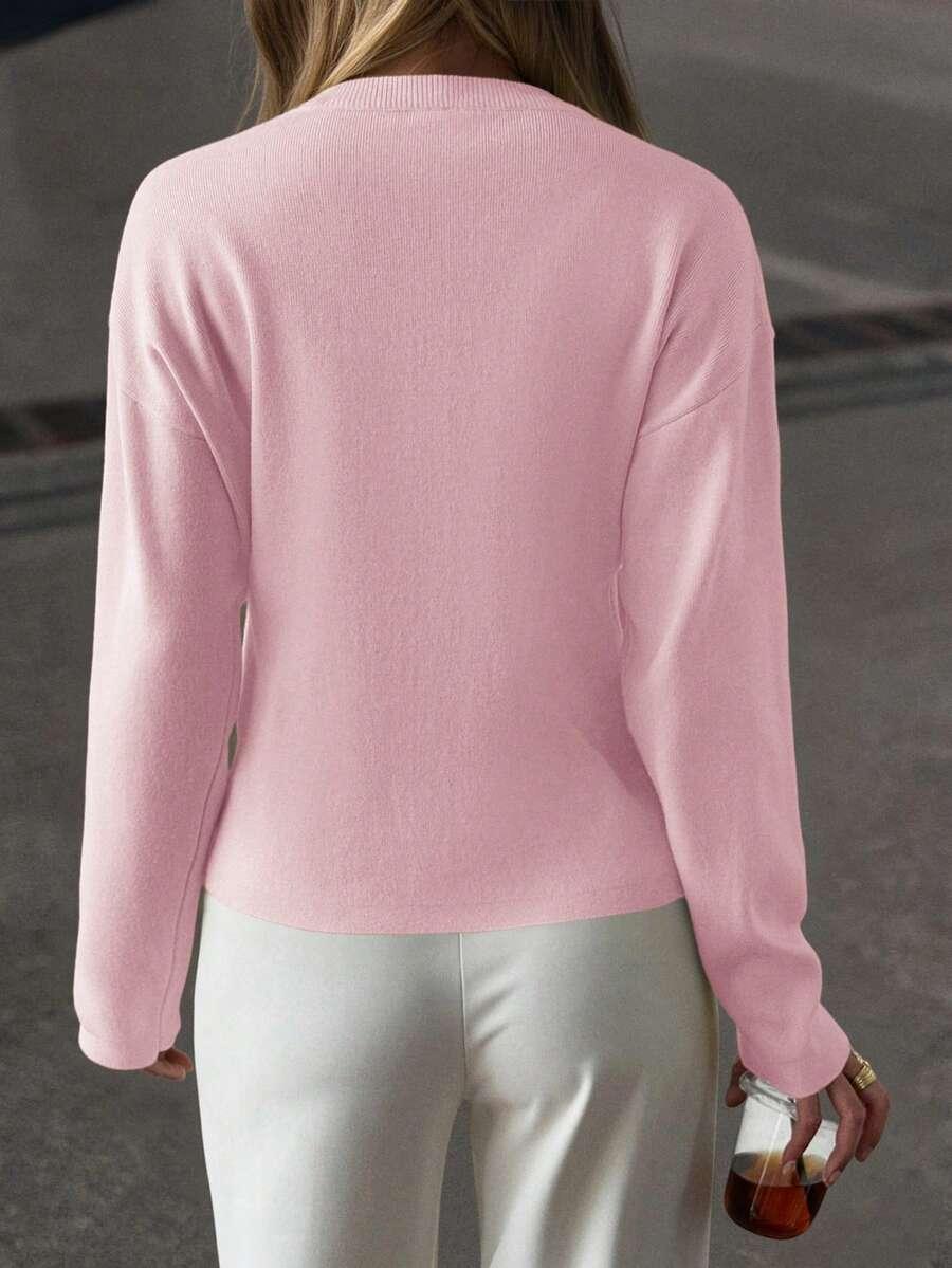 RÓŻOWY DZIANINOWY SWETER 