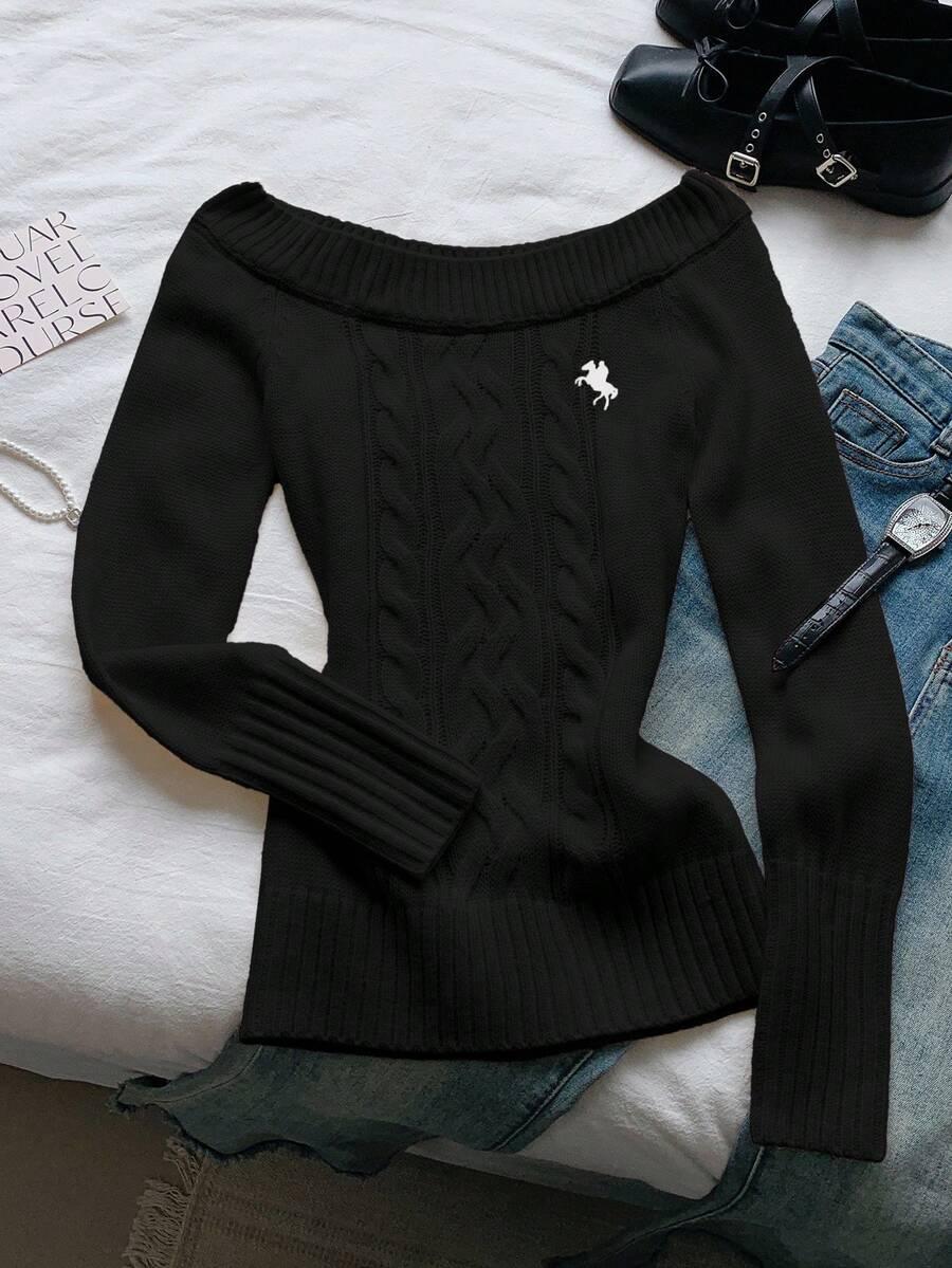 CZARNY SWETER DZIANINA 