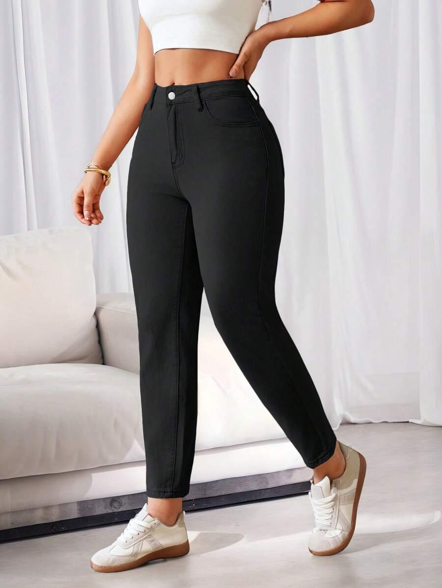 CZARNE SPODNIE JEANS 