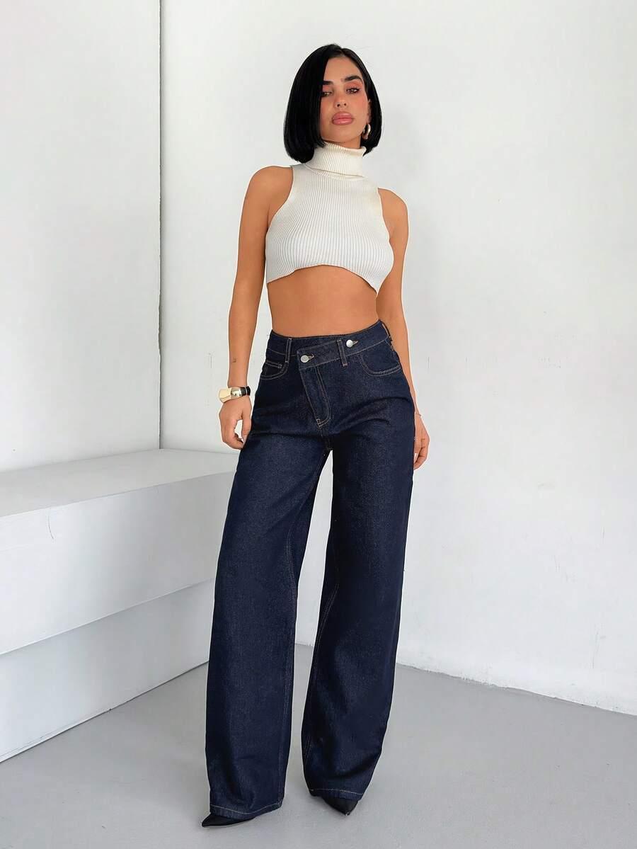 GRANATOWE SPODNIE JEANS