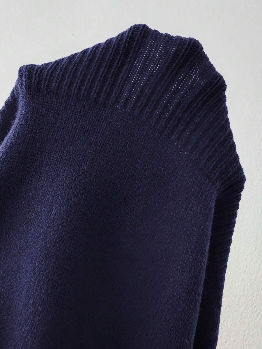 granatowy sweter długi rękaw