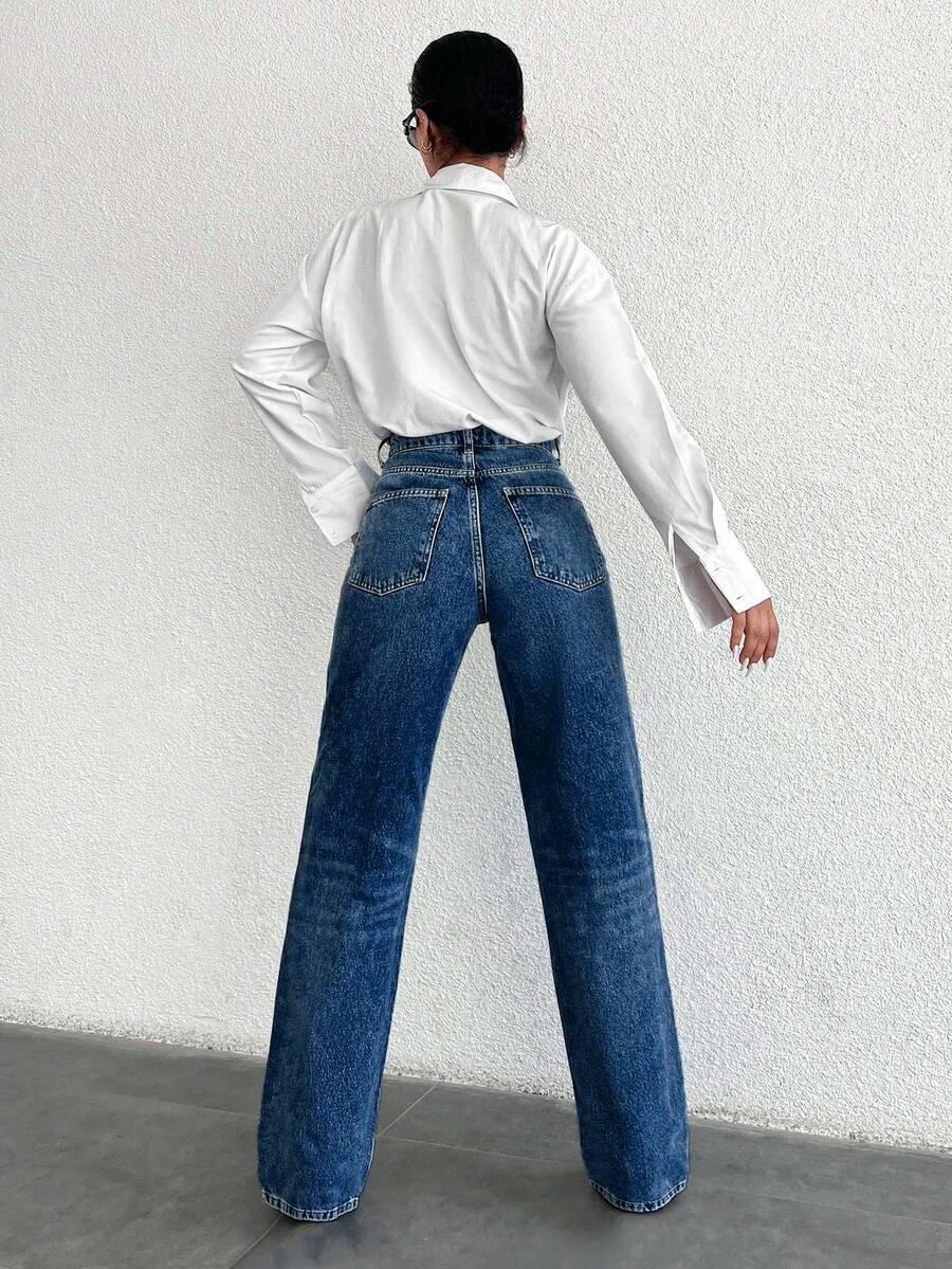 niebieskie jeansy casual