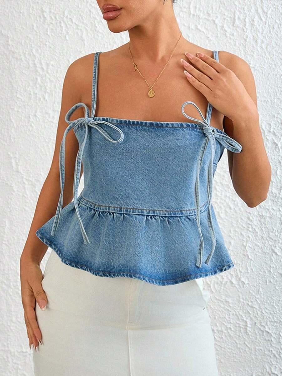 niebieski top jeans baskinka