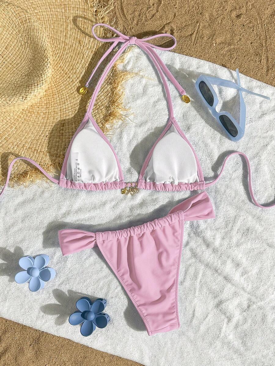różowy dół od bikini