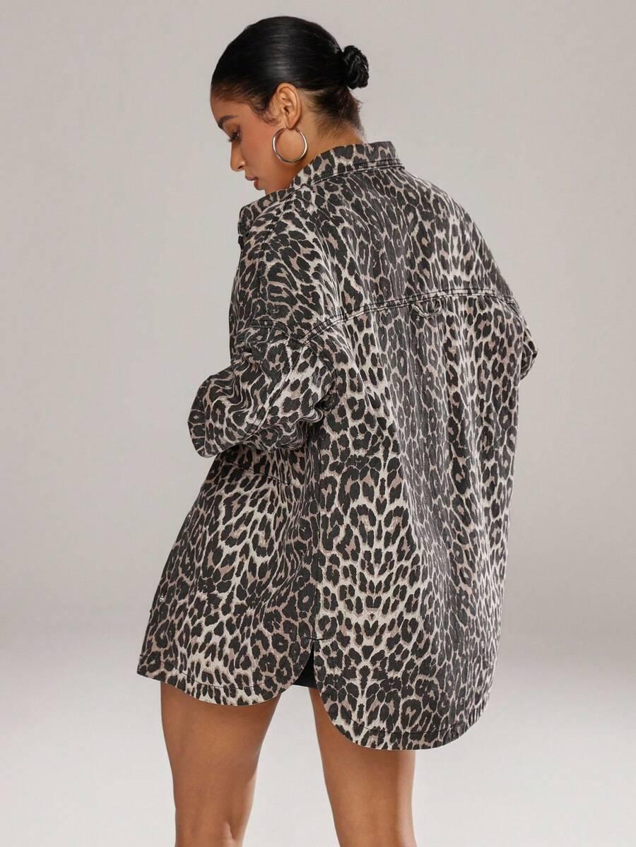 kurtka jeansowa animal print
