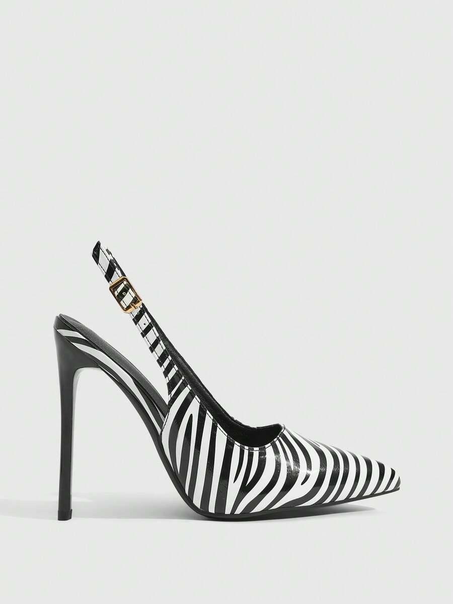 czółenka zebra print szpic