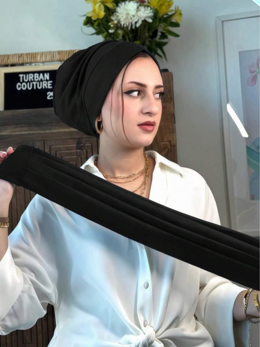 czarny turban na głowę