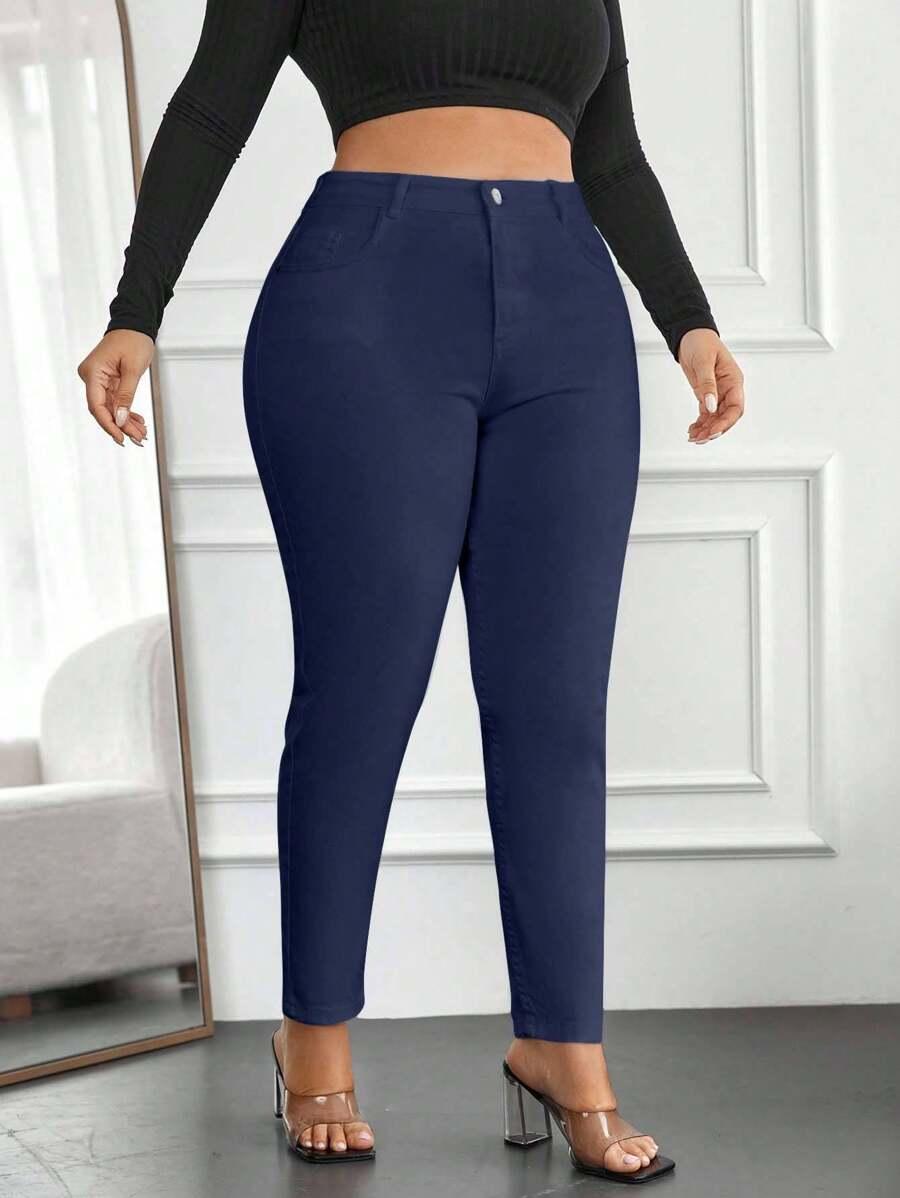 GRANATOWE SPODNIE JEANS