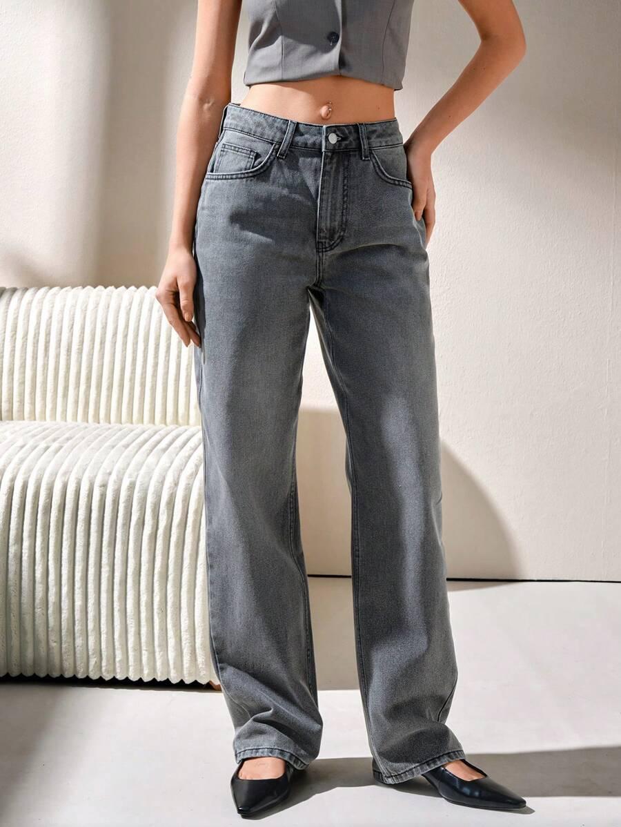 SZARE SPODNIE JEANS 