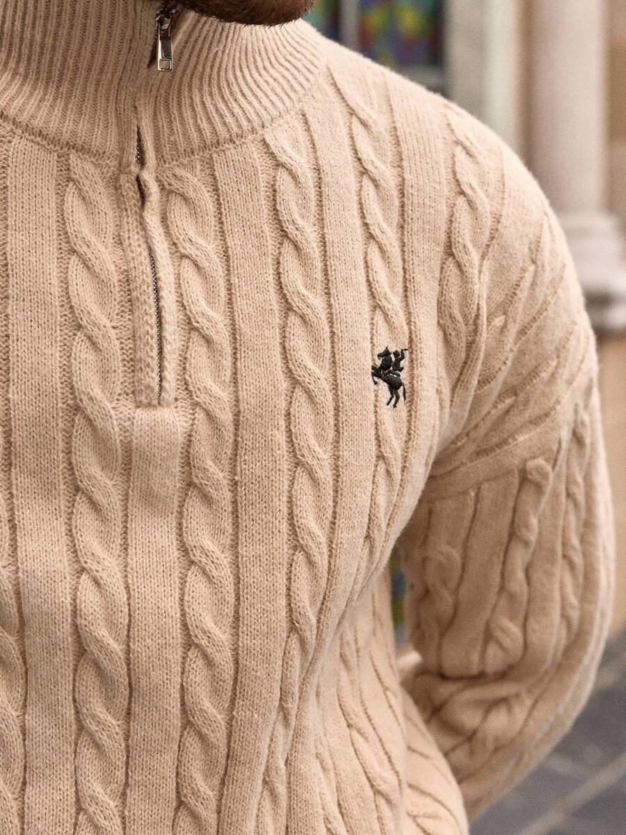 BEŻOWY SWETER DZIANINA