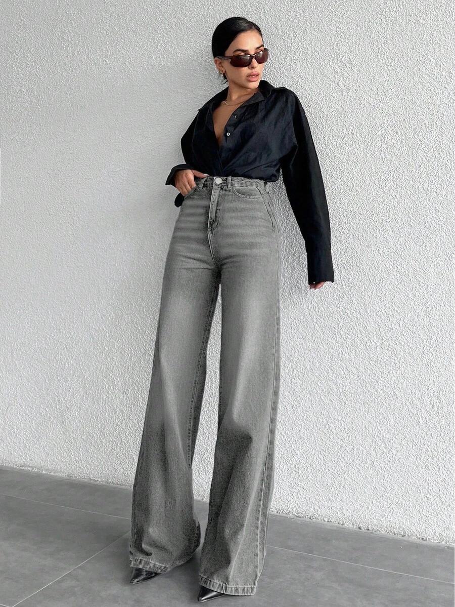 SZARE SPODNIE JEANS 